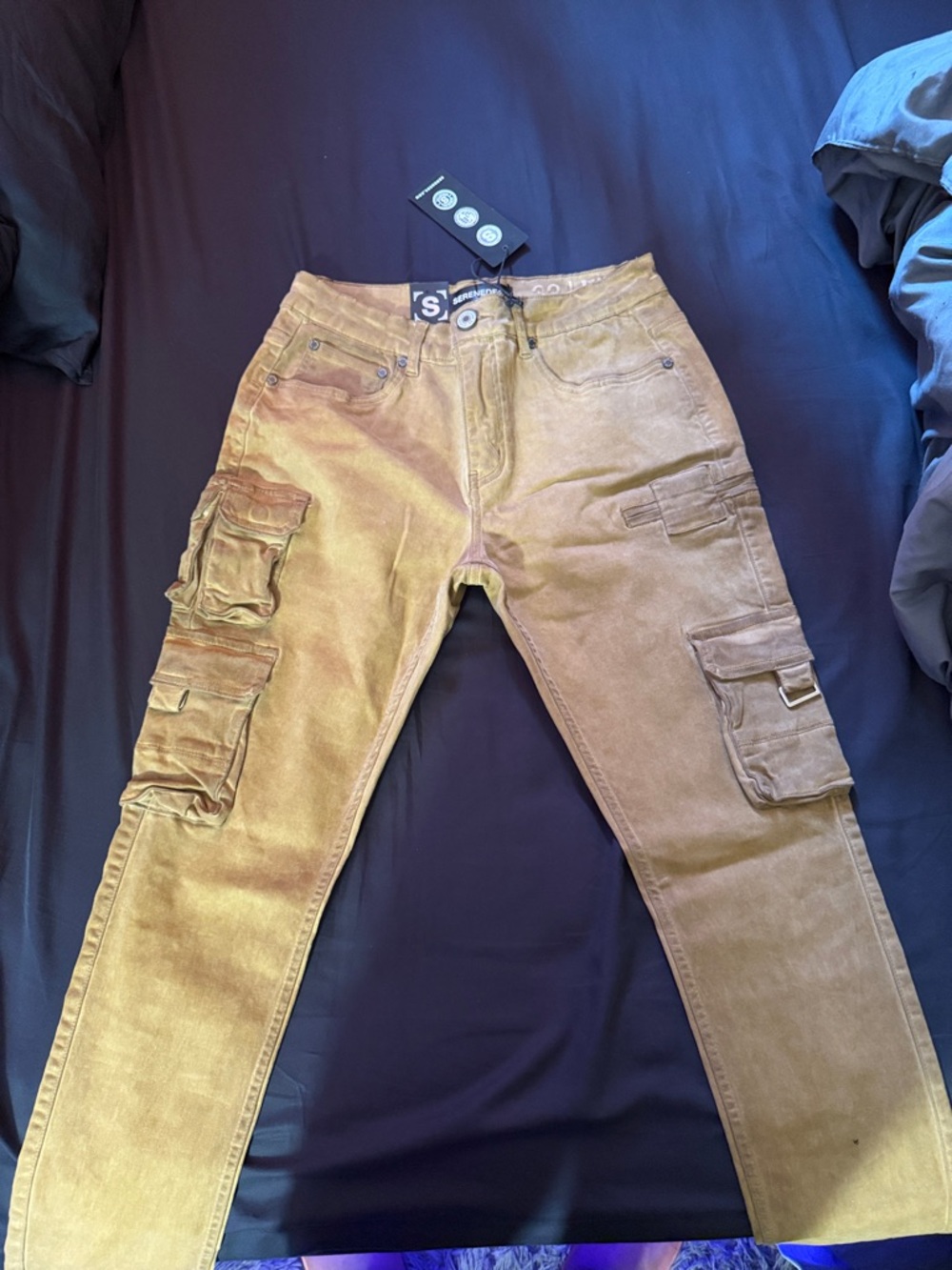 Men's Tan Cargo Pants with Multiple Utility Pockets